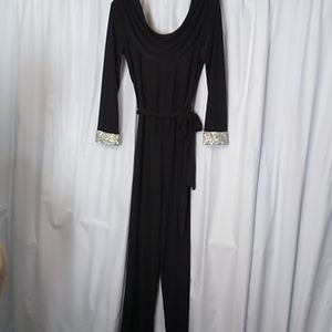 Marina flowy jumpsuit with rhinestone cuffs and back band - size 8, never worn